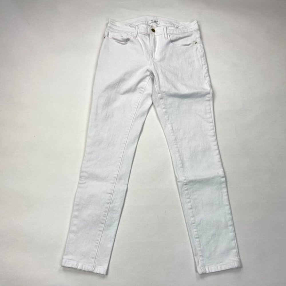 Frame Boyfriend Jeans Le Garcon Women 25 EUC Stretch Cotton 5 Pockets‎ White